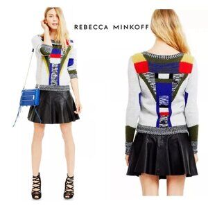Rebecca Minkoff Grey Multicolor Wool Blend Pullover Sweater